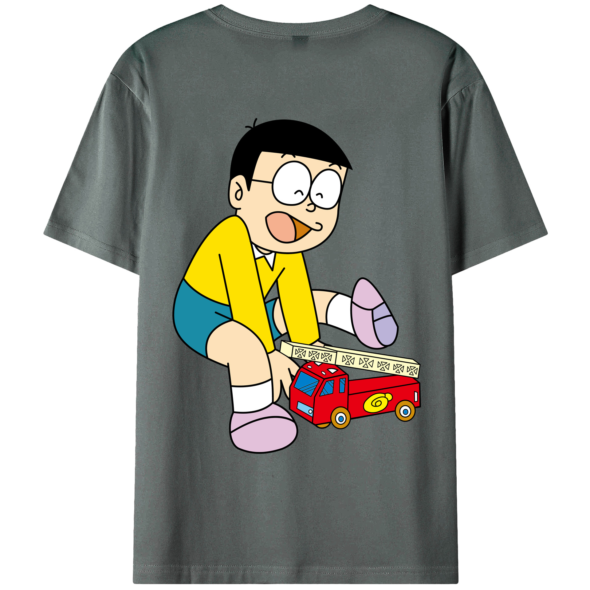 （画像用） ドラえもん 野比 のび太 Doraemon Nobita Nobi 綿100％ メンズ半袖Tシャツ（バックプリント） 通気性